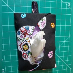 Travel Size Tissue Cover | Day of The Dead Print Fabric